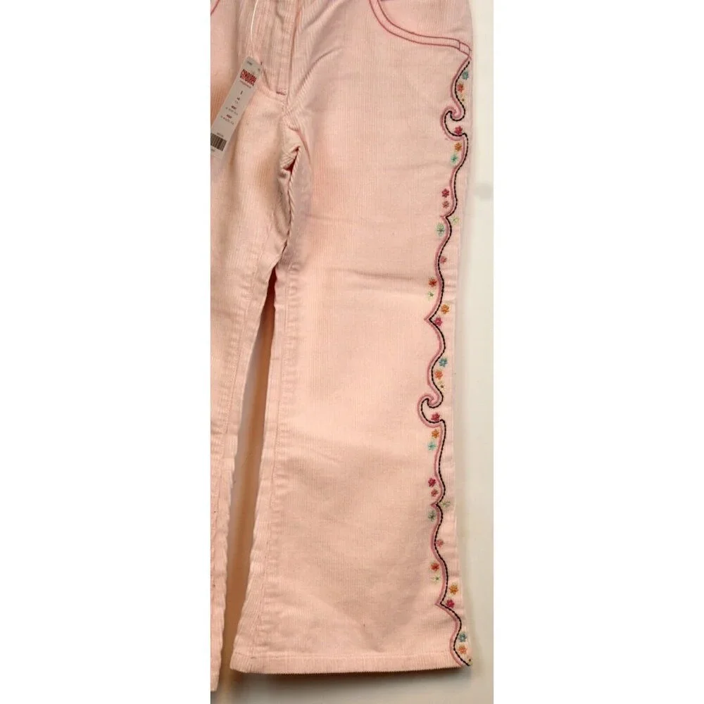 2006 Gymboree Park City Luxe Pink Corduroy Western Seam Pants sz 5 10 NWT Flared